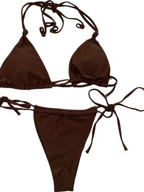 ZAFUL Women's Size Large Cutout Bikini Side Tie High Leg Cheeky Two-Piece. New